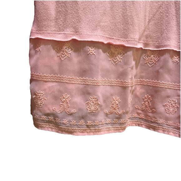 Ladies Cloud Chaser Pink Knit Top Lace Hemline Size XL - Picture 2 of 7